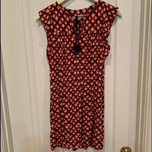 Ann Taylor Loft Dress Red White Blue Floral XS